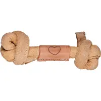 HuggleHounds Naturals knutet läderben hundleksak