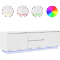 vidaXL TV-bänk med LED-lampor vit 160,5x41x50 cm