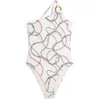 Tommy Hilfiger Print Tortoiseshell Ring One Shoulder Swimsuit