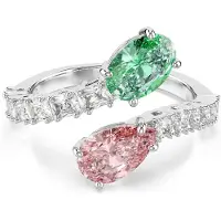 Swarovski Ring grön / rosa / silver