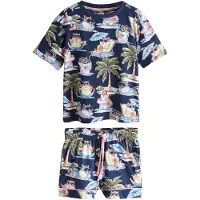 Next Kort pyjamas marinblå / ljusblå / oliv / gammalrosa