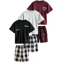 Next Pyjamas kräm / vinröd / svart / vit