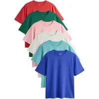 Next T-shirt 'Essential' ecru / mörkgrön / rosa / röd