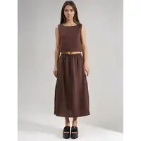 Hiccups for Kids Crop Blus & Skirt med Slitsdetaljer i Muslin Tvådelad Set