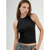 Busem Ribbad ärmlös tanktop med rundad halsringning