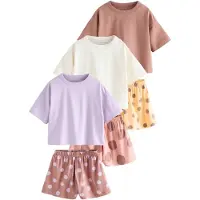 Next Pyjamas kastanjebrun / mörkgul / lavendel / vit