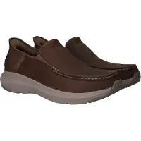 SKECHERS för män. 204866 Slip-Ins Relaxed Fit: Parson - Oswin bruna lädersneakers (40), Hud, Karta, Ingen, Casual