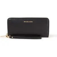 Michael Kors Lång Plånbok med Logotypbokstäver Läder Clutch Damplånbok Svart 32S5GTVE9L-BLACK Basic Set (Bag+Box)