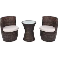 vidaXL Caféset med dynor 3 delar konstrotting brun