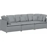 vidaXL Modulsoffa med dynor i tyg ljusgrå