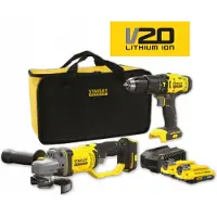 Stanley Verktygspaket SFMCK471D2S-QW (SFMCD700 + SFMCG400); 18 V; 2x2,0 Ah batt.