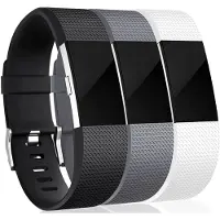 INF Fitbit Charge 2 armband silikon 3-pack (S) Black/Gray/White