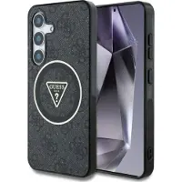 GUESS Samsung Galaxy S25+ 4G Glitter Triangle Buttons MagSafe-skal - Svart