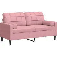 vidaXL 2-sitssoffa med prydnadskuddar rosa 140 cm sammet