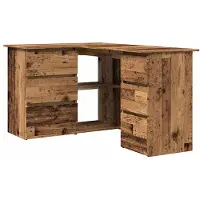 vidaXL Hörnskrivbord åldrat trä 145x100x76 cm konstruerat trä