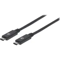 Manhattan USB-kabel USB 3.2 Gen1 USB-C-kontakt, USB-C-kontakt 1.00 m Svart Tillämplig kontakt på båda sidor 355223