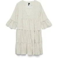 Vero Moda Klänning 'VMDICTHE' ljusbeige / vit