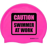 Buddyswim Caution Swimmer At Work Silicone Badmössa