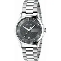 Gucci G-Timeless YA126441 Unisex Klocka med Grå Urskiva och Silverarmband