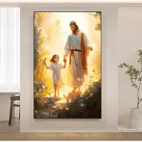 DIMENGQI Jesus Kristus Canvas Postres Kristus Jesus Porträtt Väggkonst Tryck Affisch Jag Ska Gå Med Kristus Bibelvers Present Affisch 40x50cm