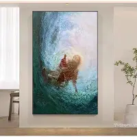 DIMENGQI Jesus Kristus Canvas Postres Kristus Jesus Porträtt Väggkonst Tryck Affisch Jag Ska Gå Med Kristus Bibelvers Present Affisch 50x75cm
