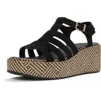 FitFlop för kvinnor. A5O-001 Graphic-sandaler i svart läder (36), Hud, 5 till 8 cm, Spänne, Casual