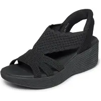 SKECHERS för kvinnor. 120012 Slip-ins Parallel Lite Summer Invite Sandaler svart (37), 3 till 5 cm, Ingen, Casual