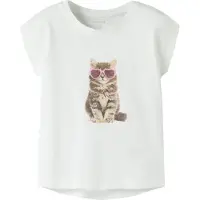 Name it T-shirt - NmfVotia - Bright White/Solglasögon CAT - - 4 år (104) - T-shirt