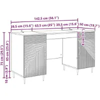 vidaXL Skrivbord Artisan-ek 142,5 x 50 x 75 cm Konstruerat trä