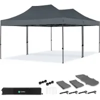 Vonroc Partytält - 6x4,5 m - Premium Easy-Up partytält | Set inkl. 2x Tält och 1x Kopplingskit - Grå