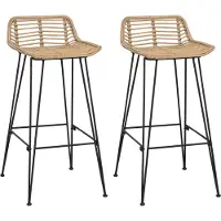 vidaXL Barpall 2 pcs Naturlig 44 x 45 x 76 cm Rattan och Stål