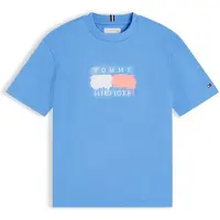 Tommy Hilfiger T-shirt 'Flag Graffiti' blå / melon / vit