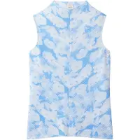 Calvin Klein Printed Plisse Mock Neck Sleeveless Top