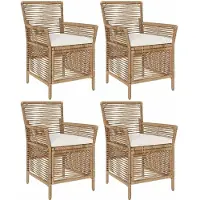 vidaXL Utomhusstol med kudde 4 pcs Beige och gräddfärgad konstrotting