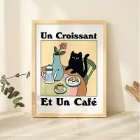 DIMENGQI Kanvasmålning Mer Espresso Mindre Depresso Svart Katt Väggtryck, Kaffekatt Affisch, Kökskonst, Kaffeaffisch, Kaffebar, Unik För Vardagsrum 40x50cm