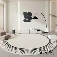 JGJG Minimalistisk Lätt Lyx Matta Sovrumsdekoration Svartvitt Vardagsrum Mjuk Plysch Golv Rund Tvättbar Golvmatta 100x100cm