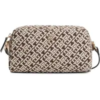 Tommy Hilfiger Axelremsväska 'TH Monogram Camera' kräm / mörkbrun