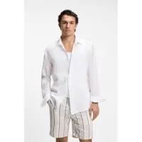 BOSS för män. 50567579 Relegant 6 tröja vit (5XL), Casual, Lino, Klassisk, Lång ärm