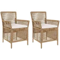 vidaXL Utomhusstol med kudde 2 pcs Beige och gräddfärgad konstrotting