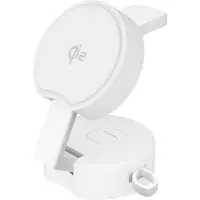 Mtp Products B30 3-i-1 hopfällbar magnetisk snabbladdare med Qi2-teknik, 15W - vit