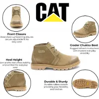 CAT () Taupe Bruna Läder Vandringskängor Med Mellanhöga Cut Chukka Ankelstövlar - Grader