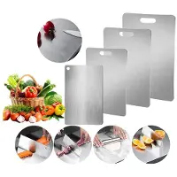 Fashnics Skärbräda i titan och 316 rostfritt stål - Dubbelsidig livsmedelsgodkänd köksbräda för kött, grönsaker och frukter 39x28cm