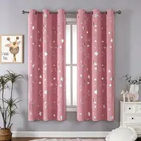 Textilien Mörkläggningsgardiner med silverstjärna måne för pojkars barnkammare sovrum mörkläggande barnridå öljetter värmeisolerande draperier 100X130cm