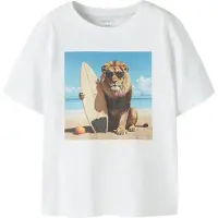 Name it T-shirt - NmmVoto - Bright White/Lejon - - 5 år (110) - T-shirt