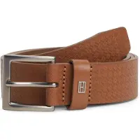 Tommy Hilfiger Flag Plaque Embossed Leather Belt