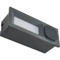 LUCANDE LED-vägginbyggnadslampa Lachlain, antracit, uttag Lachlain, Svart, Metall, Modern, Vägglampa utomhus
