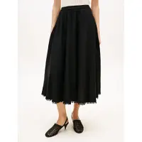 Tommy Hilfiger Pleated Linen Blend Midi A Line Skirt