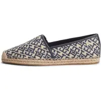 Tommy Hilfiger Espadrill 'TH Monogram Plaque' beige / marinblå / opal