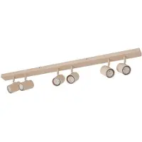 LINDBY takspotlight Kardis, beige, 6 lampor, metall, GU10 Kardis , dimbar, Creme / bärnsten, Hall, Aluminium / grå / zink, Modern, Spotlight