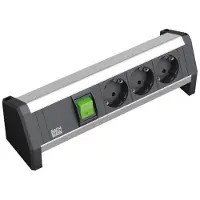 Bachmann 339.1001 Förgreningsdosa med brytare 3x Svart, Aluminium Skyddskontakt 1 st